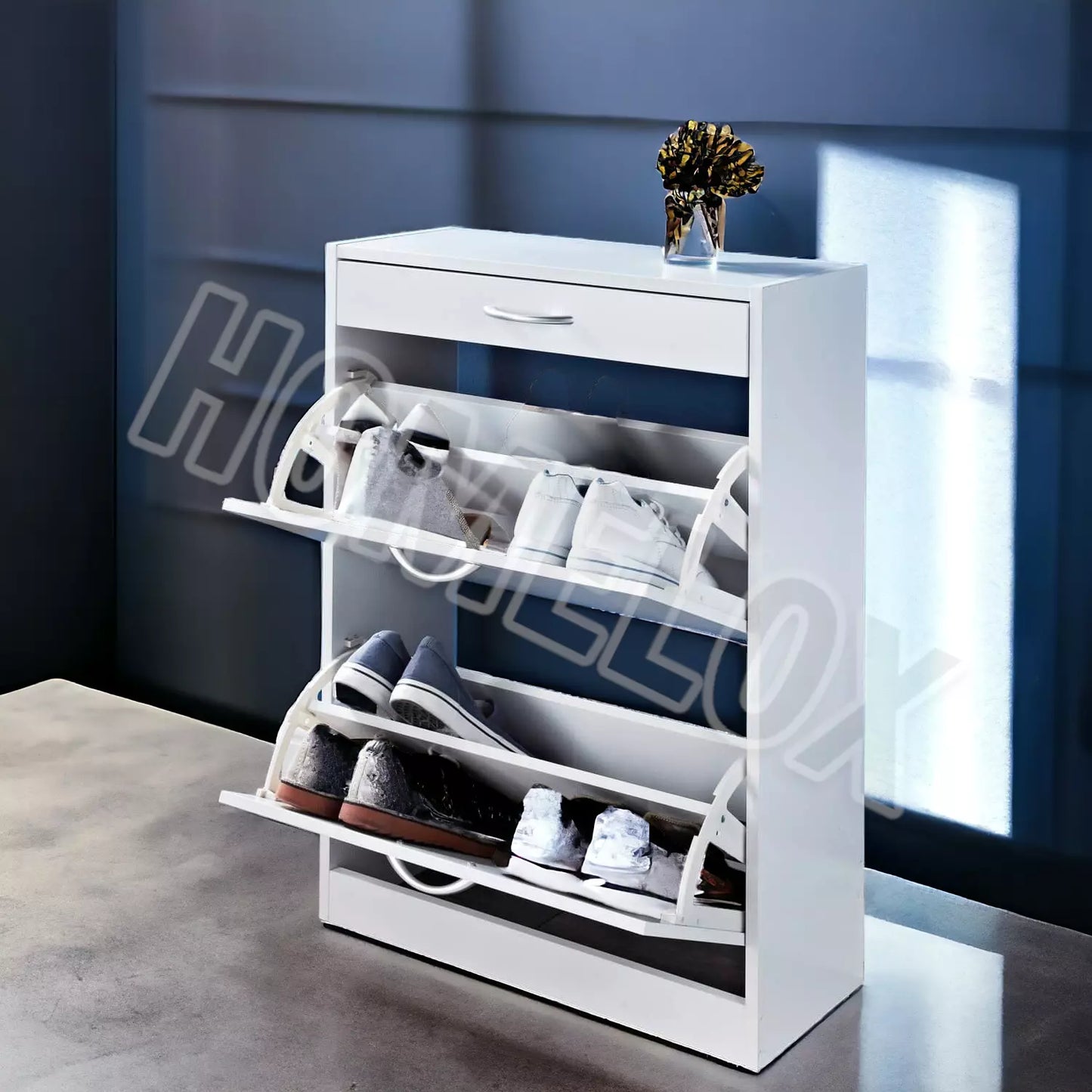 Shoe Storage Cabinet Cupboard 2 Cabinet with 1 Drawer