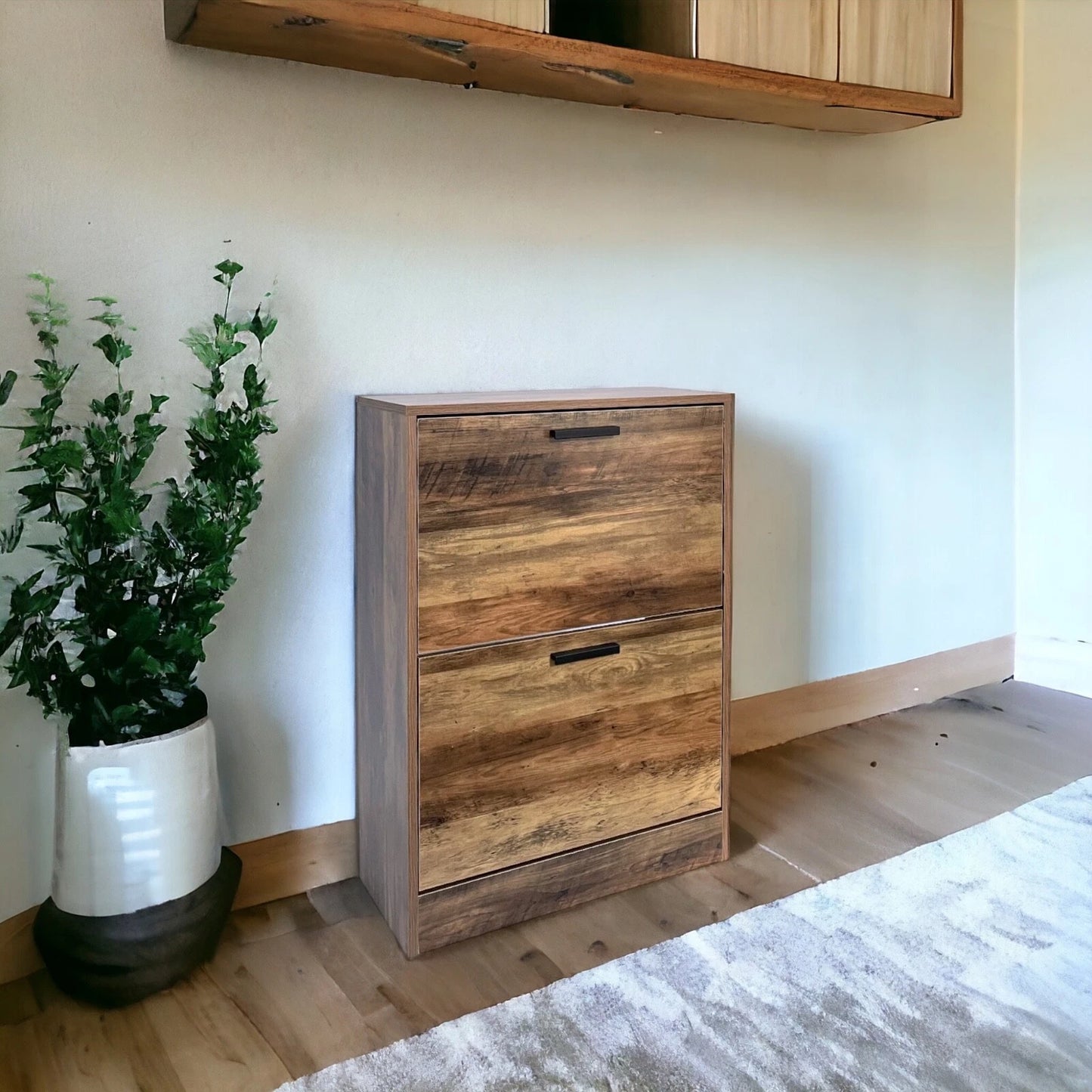 2 Drawer Shoe Storage Cabinet Cupboard