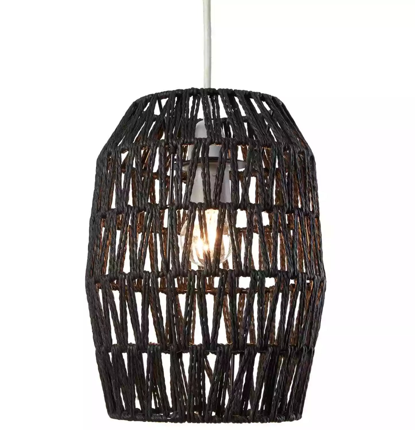 Black Wicker Basket Ceiling Light Shade