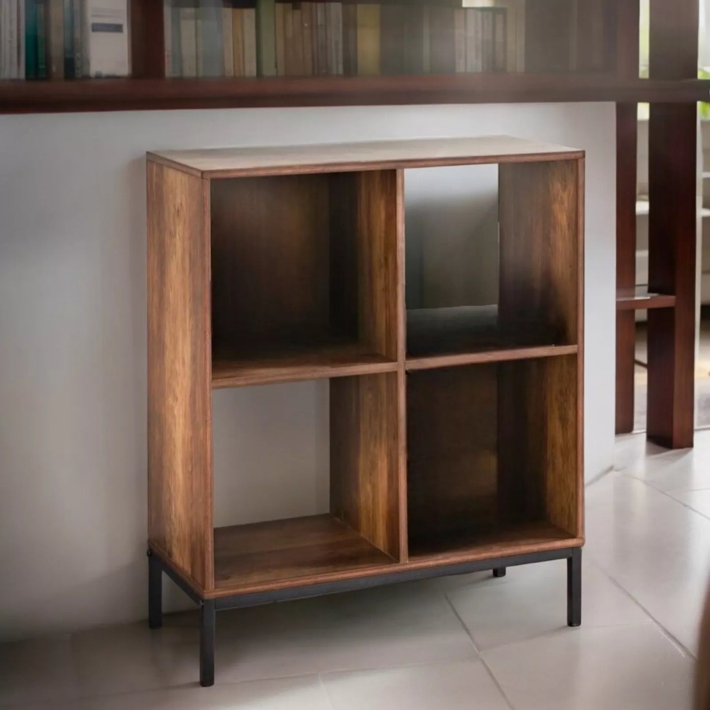 4 Cube Wooden Bookcase Shelving Display