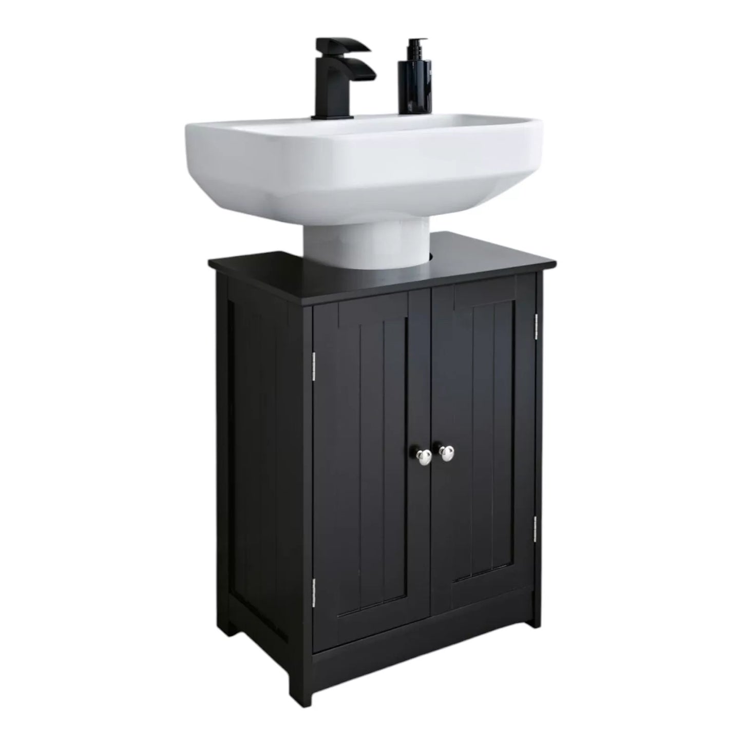 2 Door Black Under Sink Cabinet