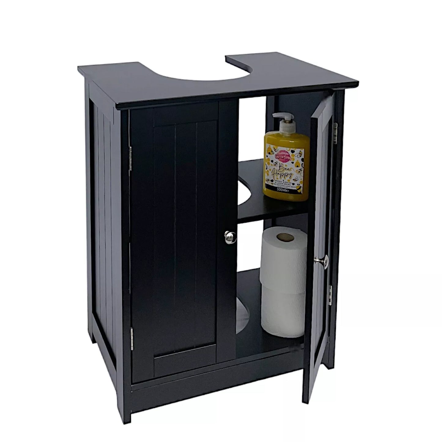 2 Door Black Under Sink Cabinet