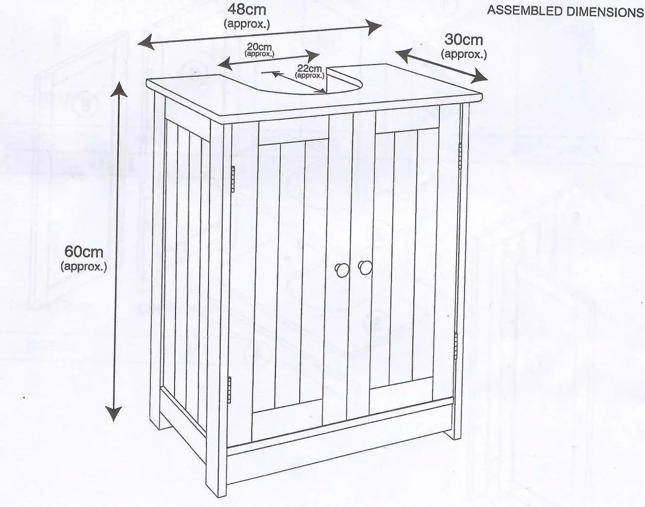 2 Door Black Under Sink Cabinet