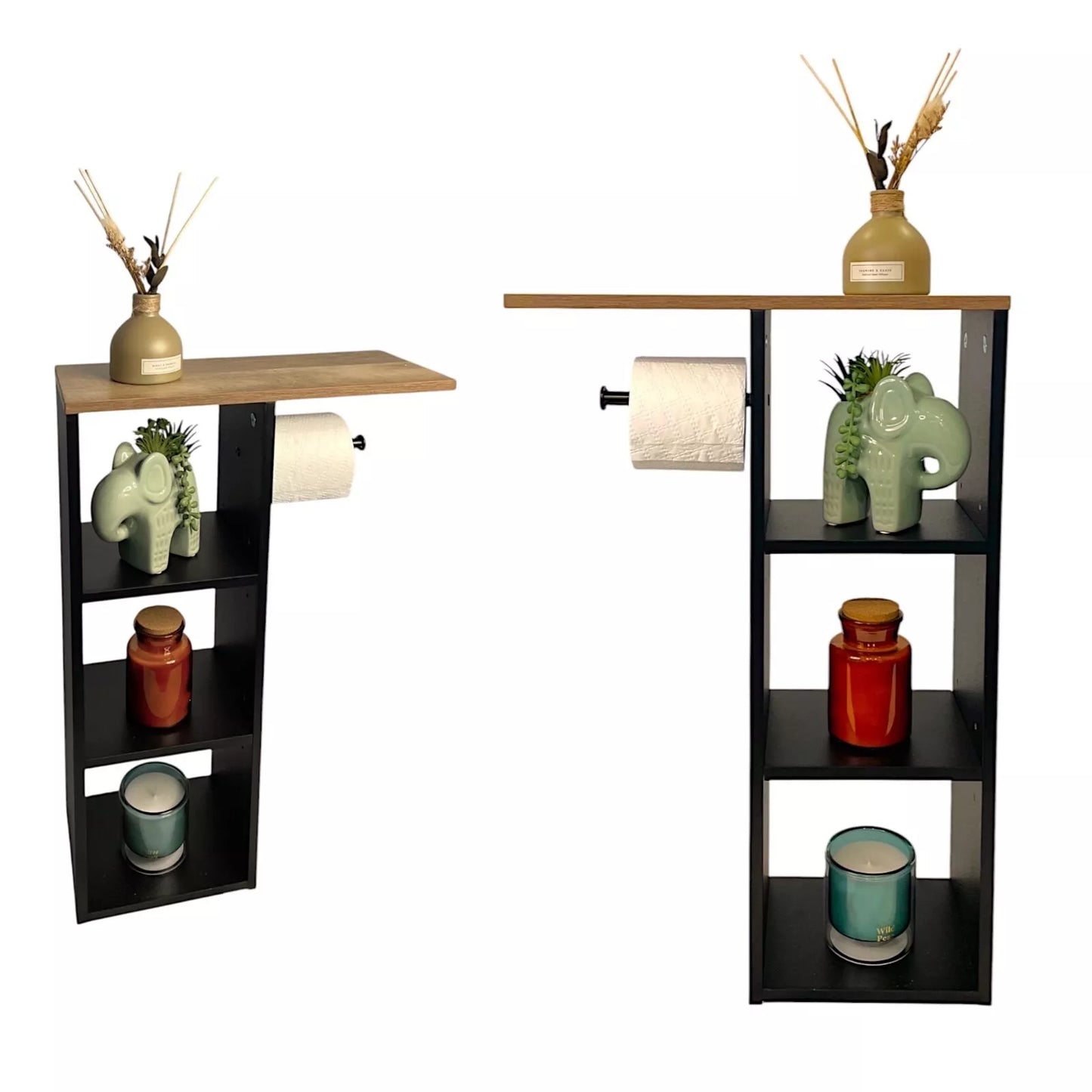 Black Wood Toilet Roll Holder