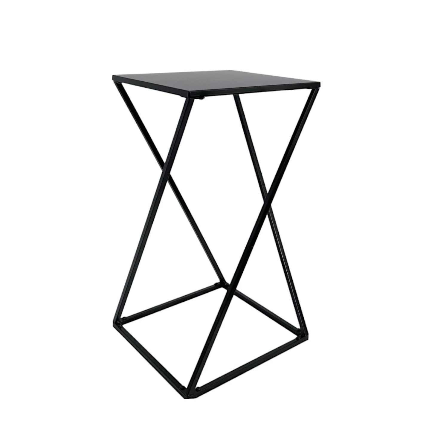 Black Side Table Twisted Table with Metal Frame