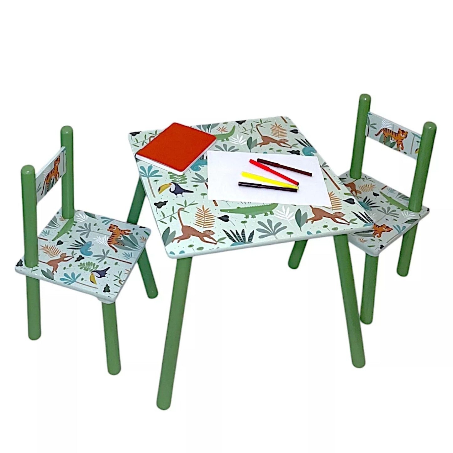 Children Kids Table and 2 Chairs Set -Safari