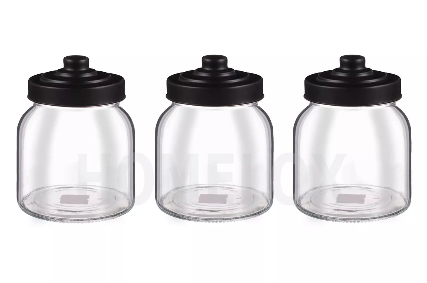 Set Of 3 Glass Tea Coffee Sugar Jars