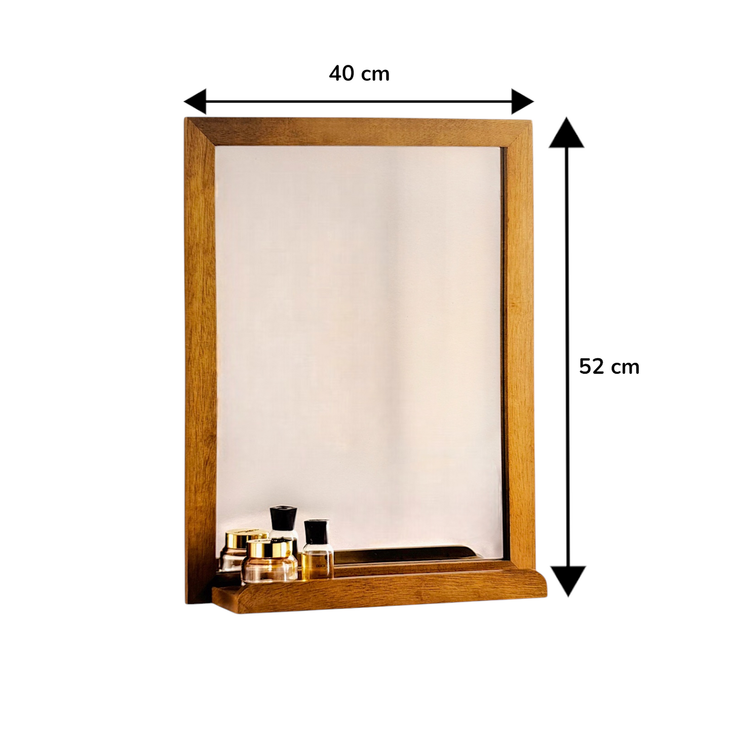Wooden Bathroom Mirror with Shelf Wall Mounted Mirror