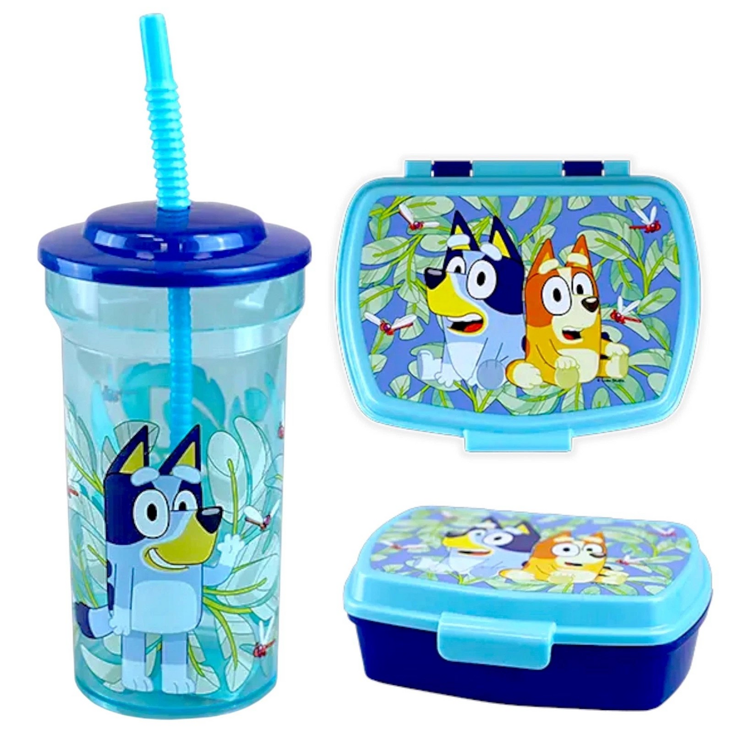 Kids Sandwich Box and Straw Tumbler Set - Bluey