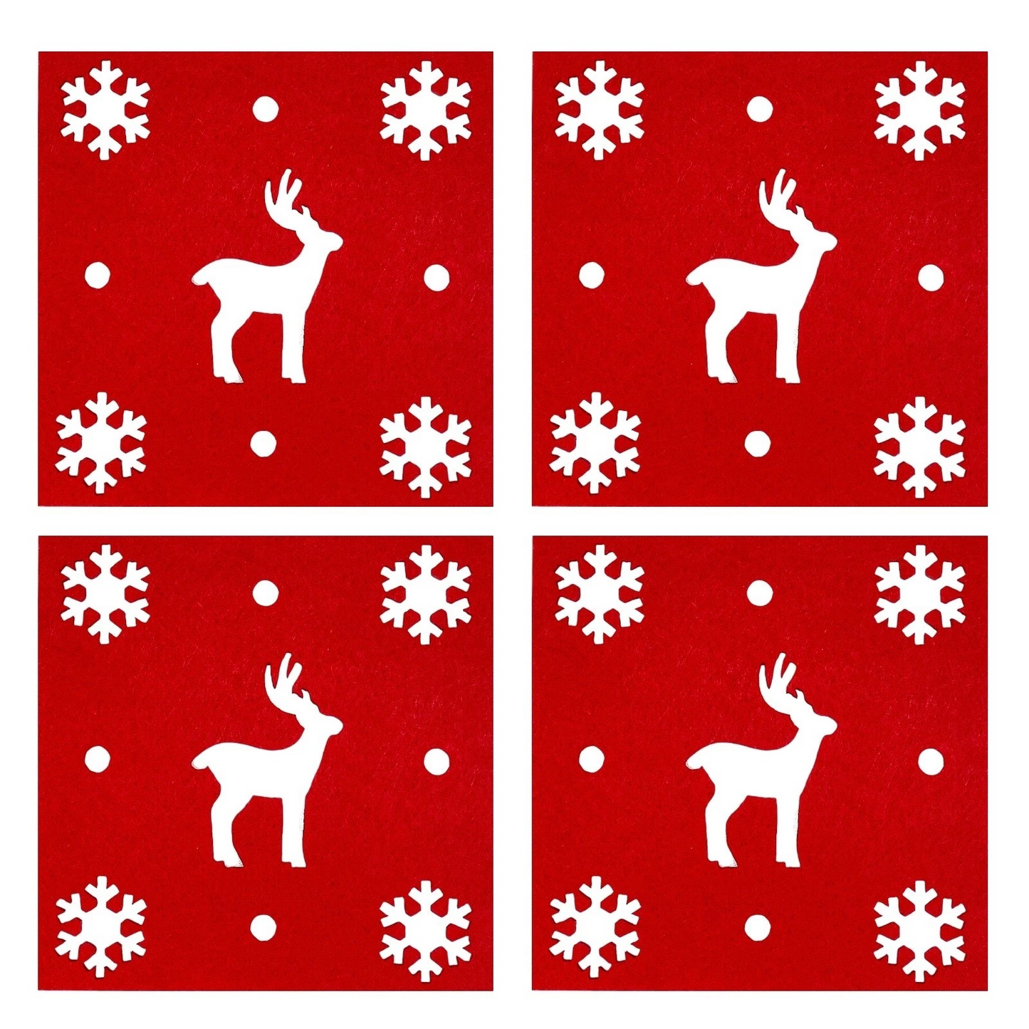 Christmas Placemats & Coasters Set - 8pc- Red