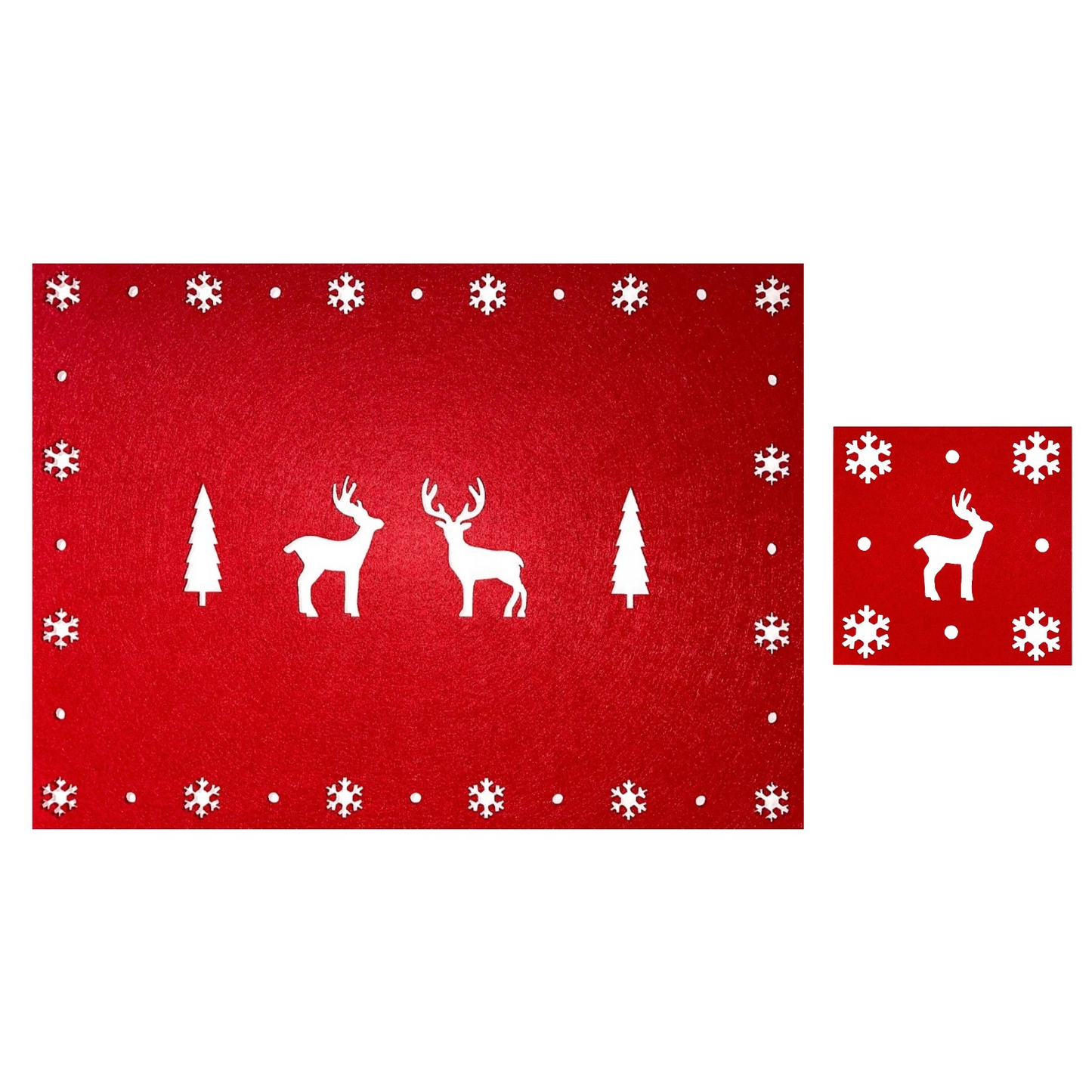 Christmas Placemats & Coasters Set - 8pc- Red