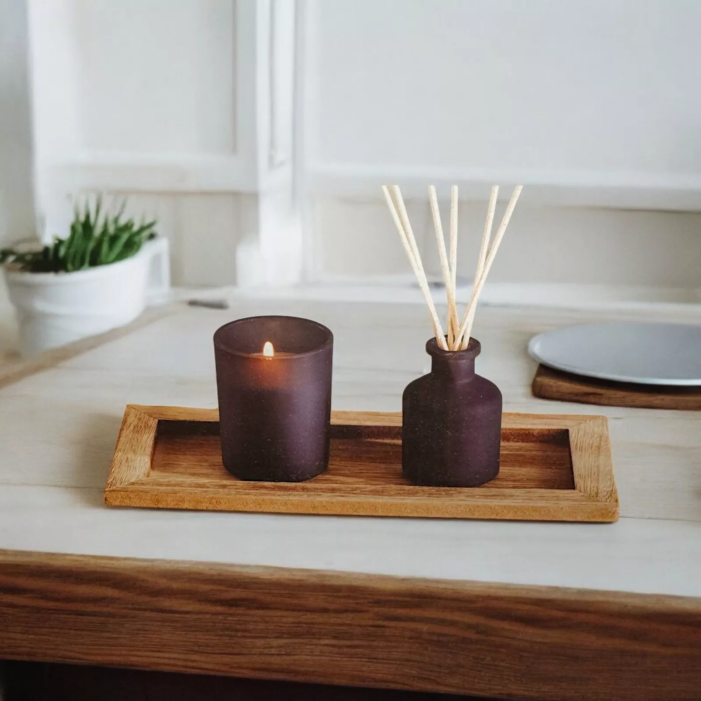 Decorative Fragrance Reed Diffuser & Scented Candle Set - Rose & Patchouli