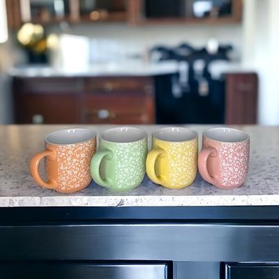 Glossy Colourful Stoneware Hot Drink Mugs