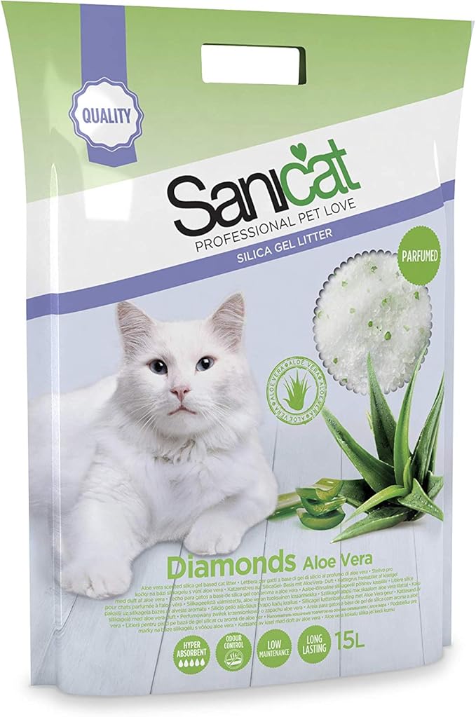 Sanicat Diamonds Silica Gel Cat Litter with Aloe vera Essence (15L)