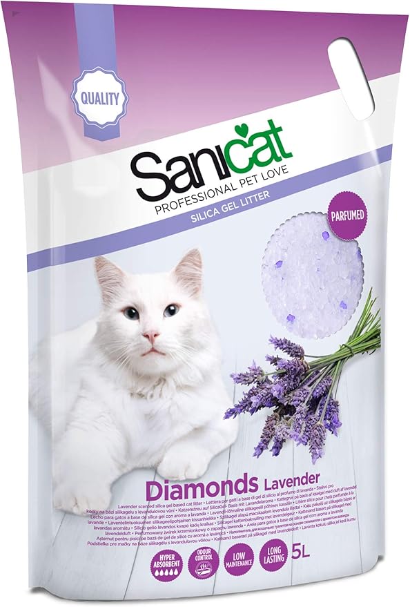 Sanicat Diamonds Silica Gel Cat Litter with Lavender Essence (5L)