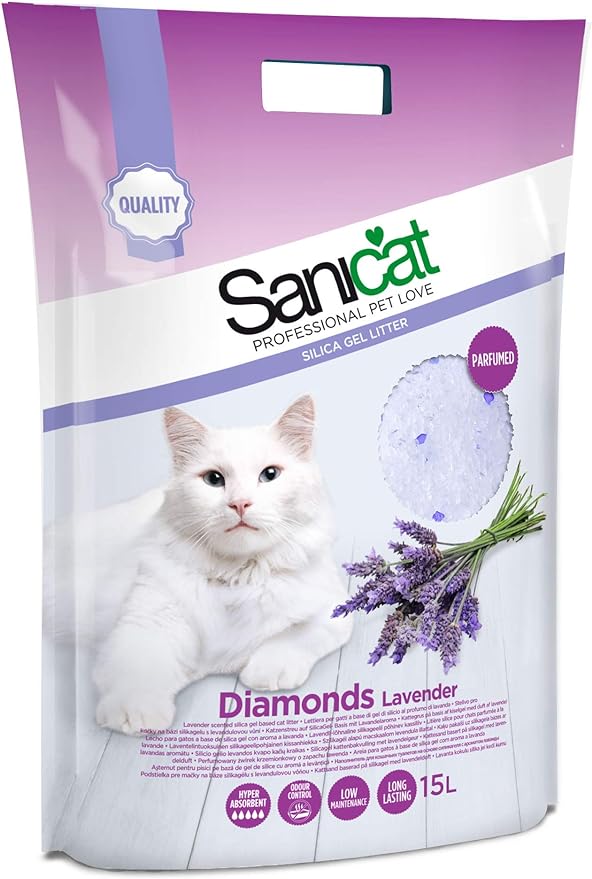 Sanicat Diamonds Silica Gel Cat Litter with Lavender Essence (15L)