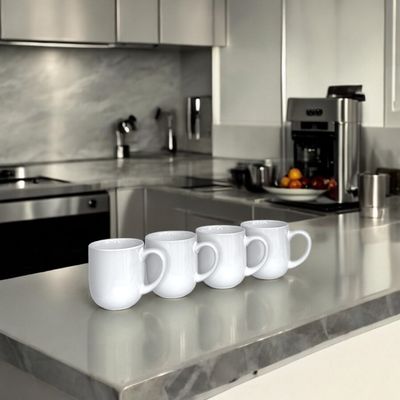 Glossy White Stoneware Hot Drink Mugs