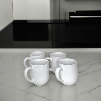 Glossy White Stoneware Hot Drink Mugs