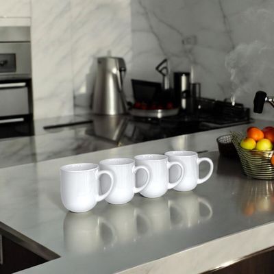 Glossy White Stoneware Hot Drink Mugs