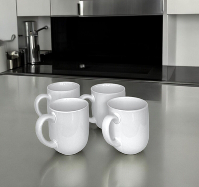 Glossy White Stoneware Hot Drink Mugs