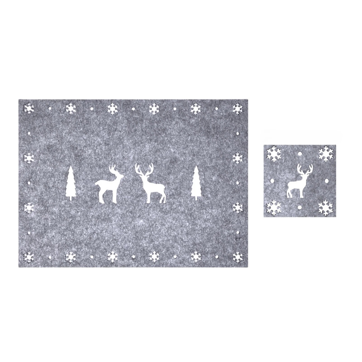 Christmas Placemats & Coasters Set - 8pc - Grey