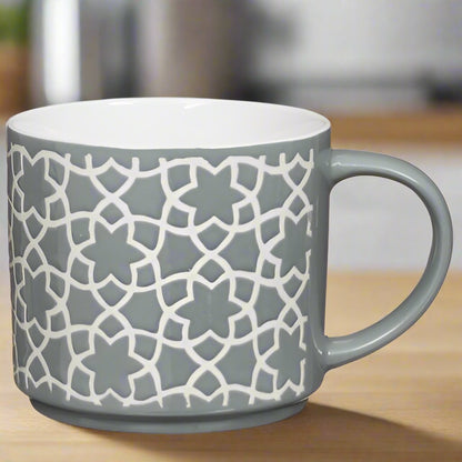 Geo Embossed Stacking Hot Drink Mugs