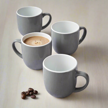 Glossy Grey Stoneware Hot Drink Mugs