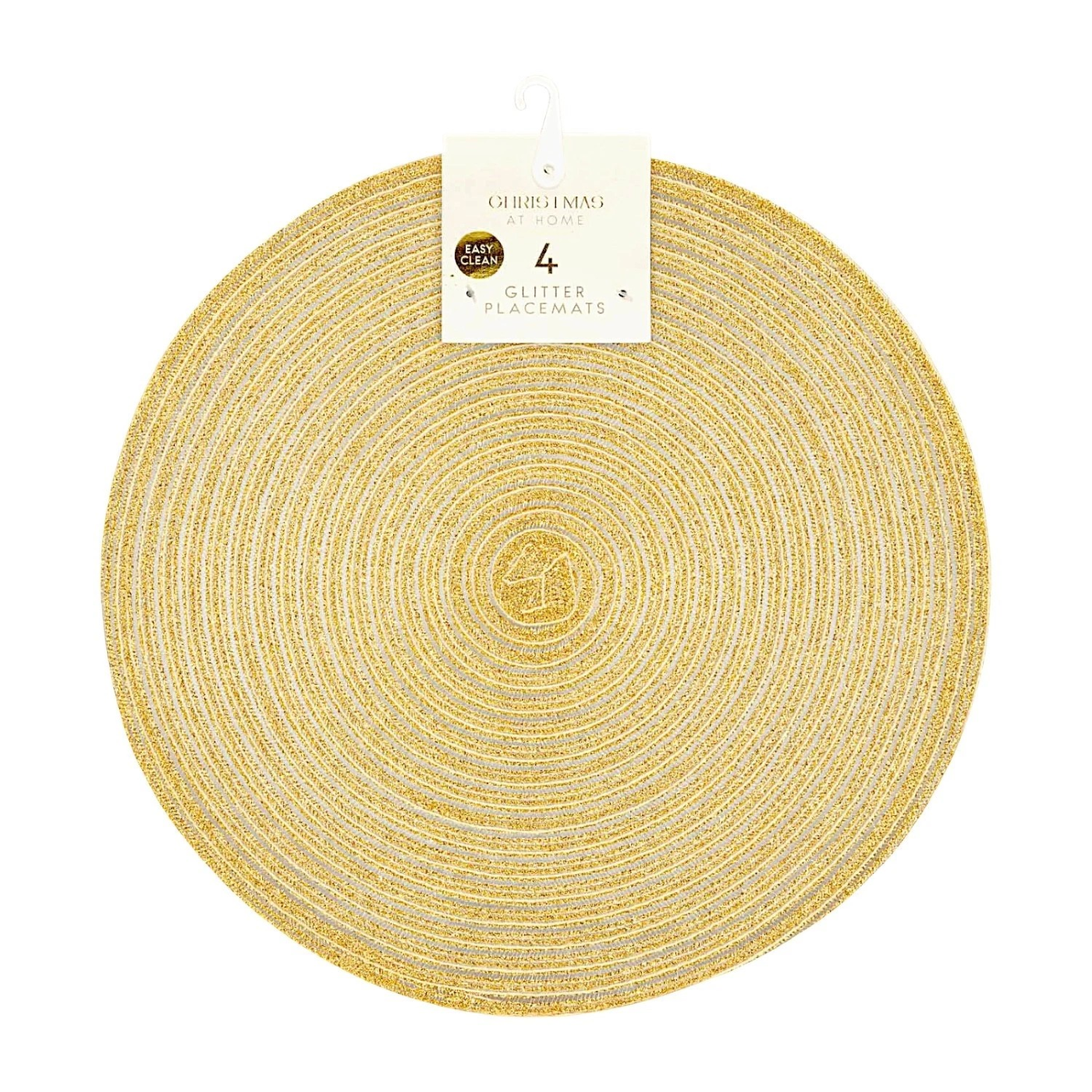 Gold Round Glitter Placemats Set Of 4 Table- 36 Cm