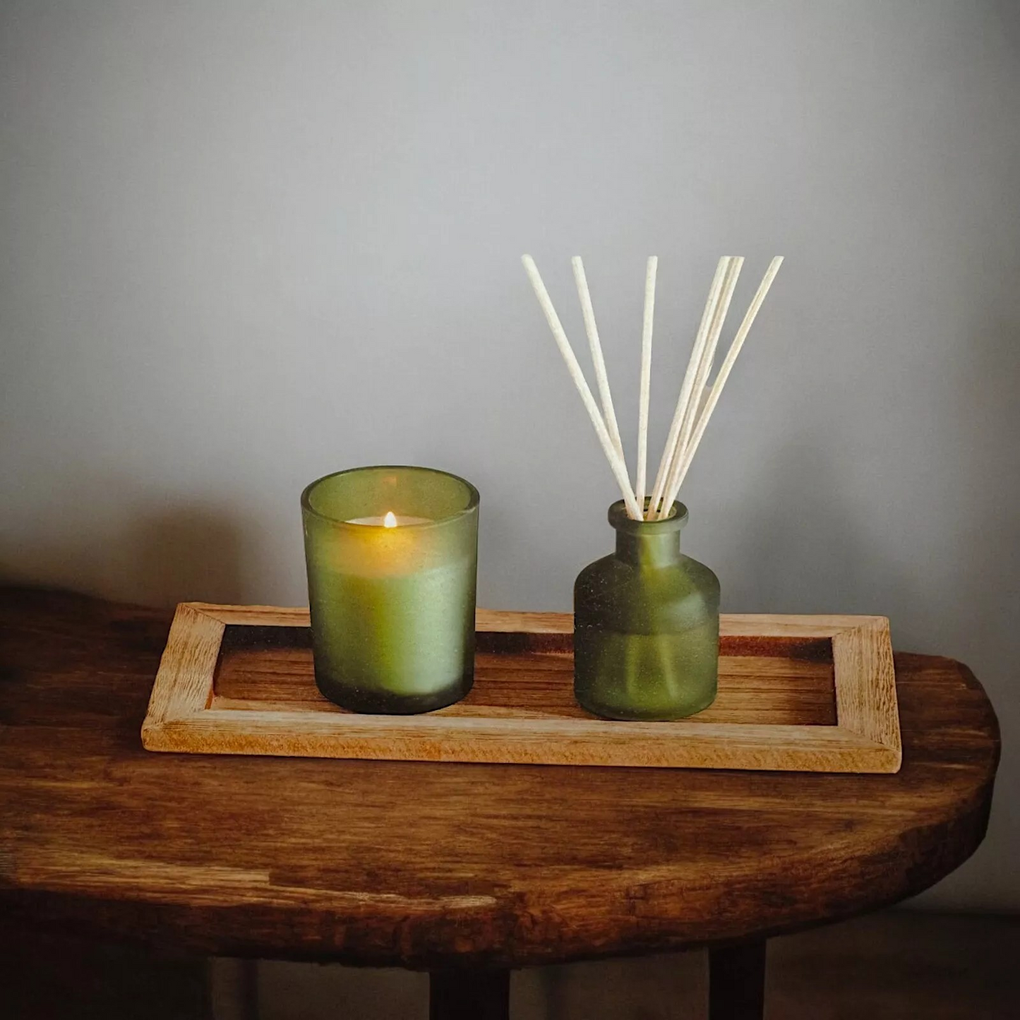 Decorative Fragrance Reed Diffuser & Scented Candle Set- Violet & Amber