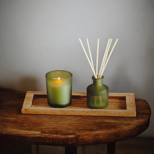 Decorative Fragrance Reed Diffuser & Scented Candle Set- Violet & Amber