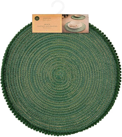 Green Round Pom Pom Placemats