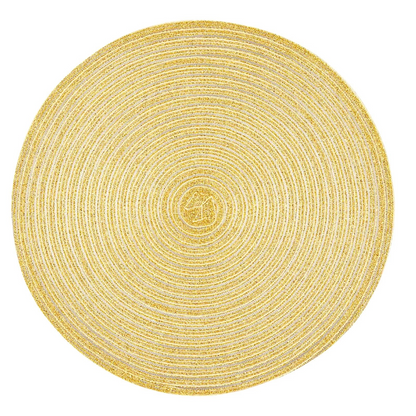 Gold Round Glitter Placemats Set Of 4 Table- 36 Cm