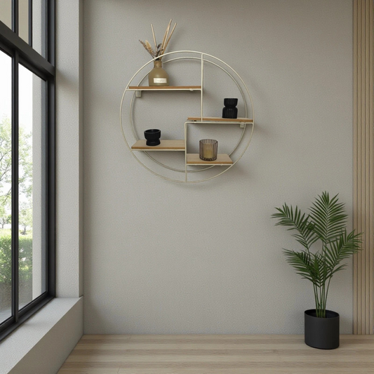 4 Tier Floating wall Shelf - Beige