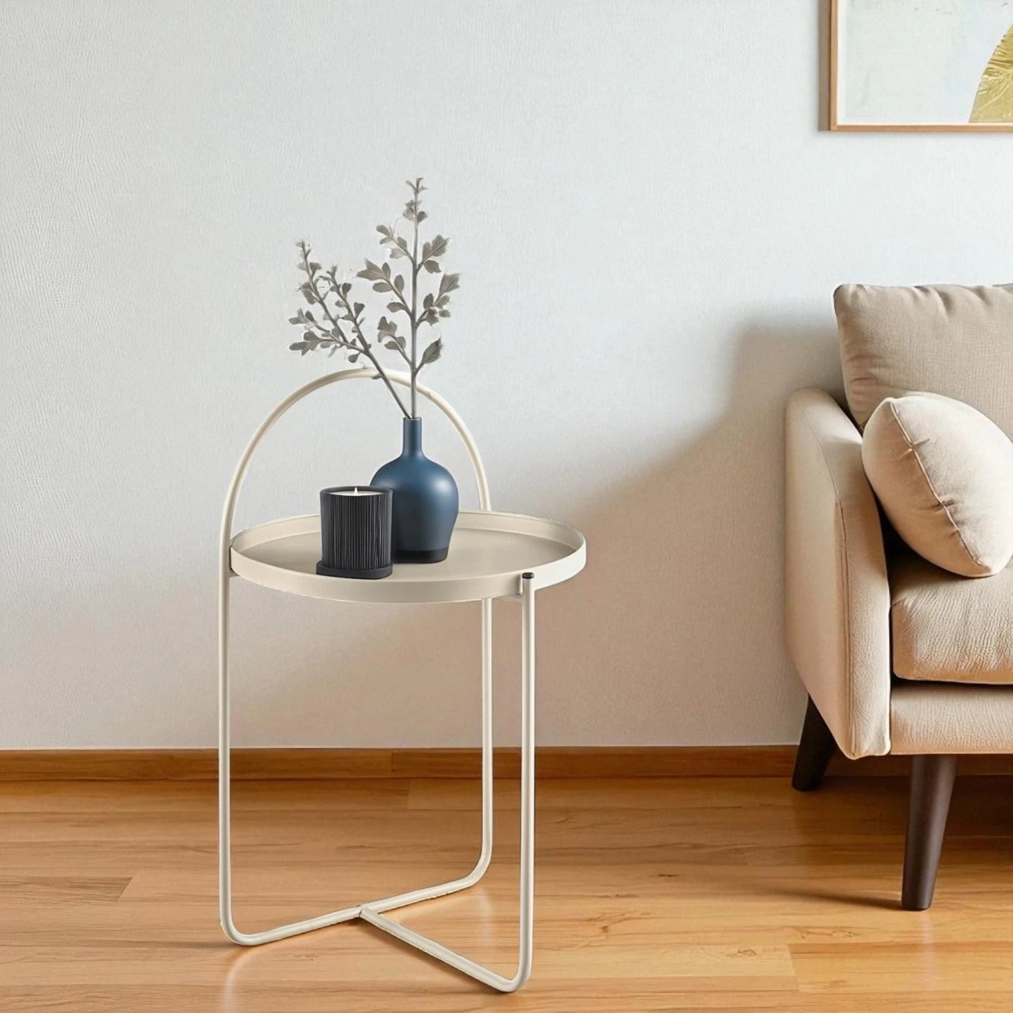 Metal Arch Side/Coffee Table - Beige