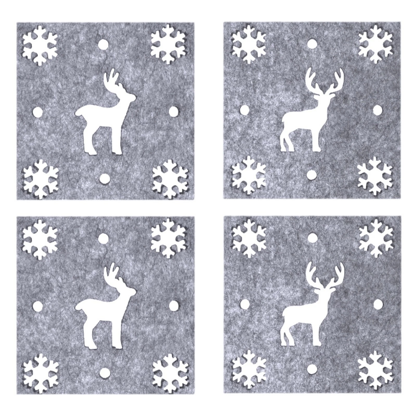 Christmas Placemats & Coasters Set - 8pc - Grey