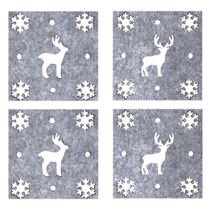 Christmas Placemats & Coasters Set - 8pc - Grey
