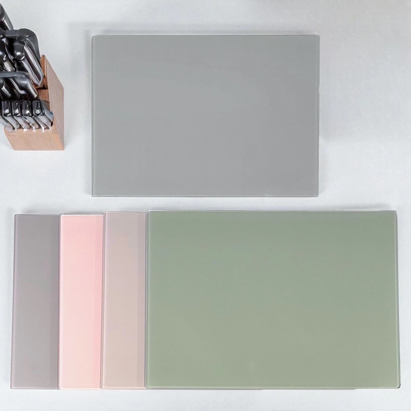 Set of 4 Glass Chopping Board - 4 Assorted Colours