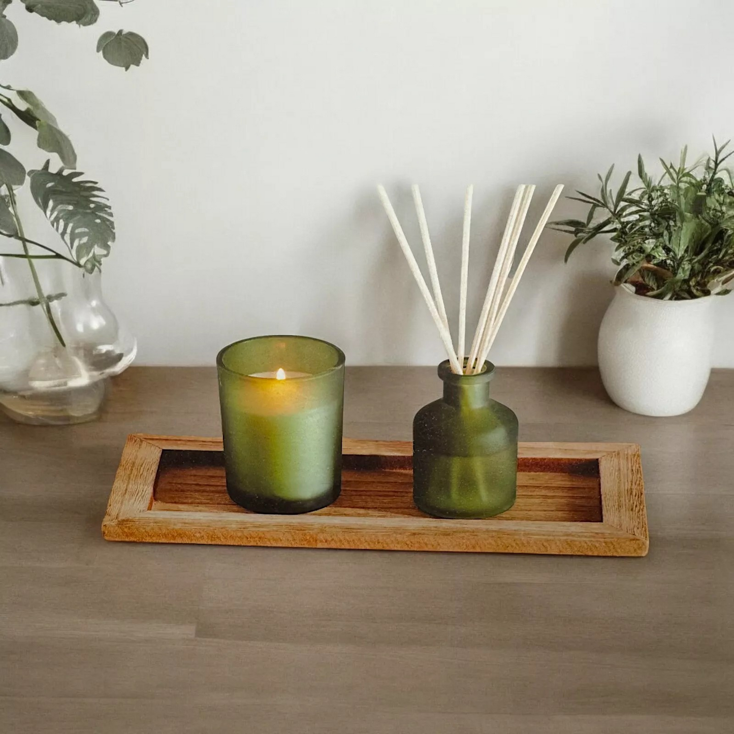 Decorative Fragrance Reed Diffuser & Scented Candle Set- Violet & Amber