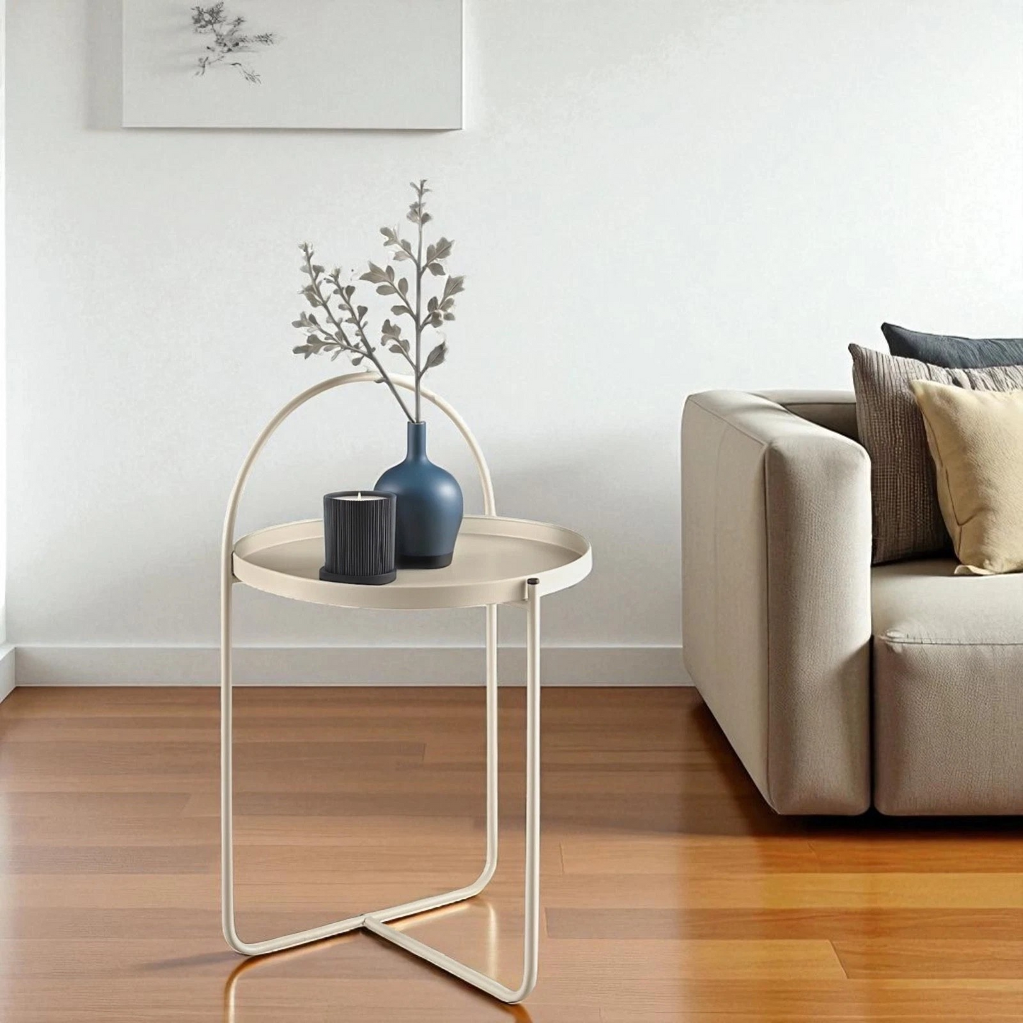 Metal Arch Side/Coffee Table - Beige