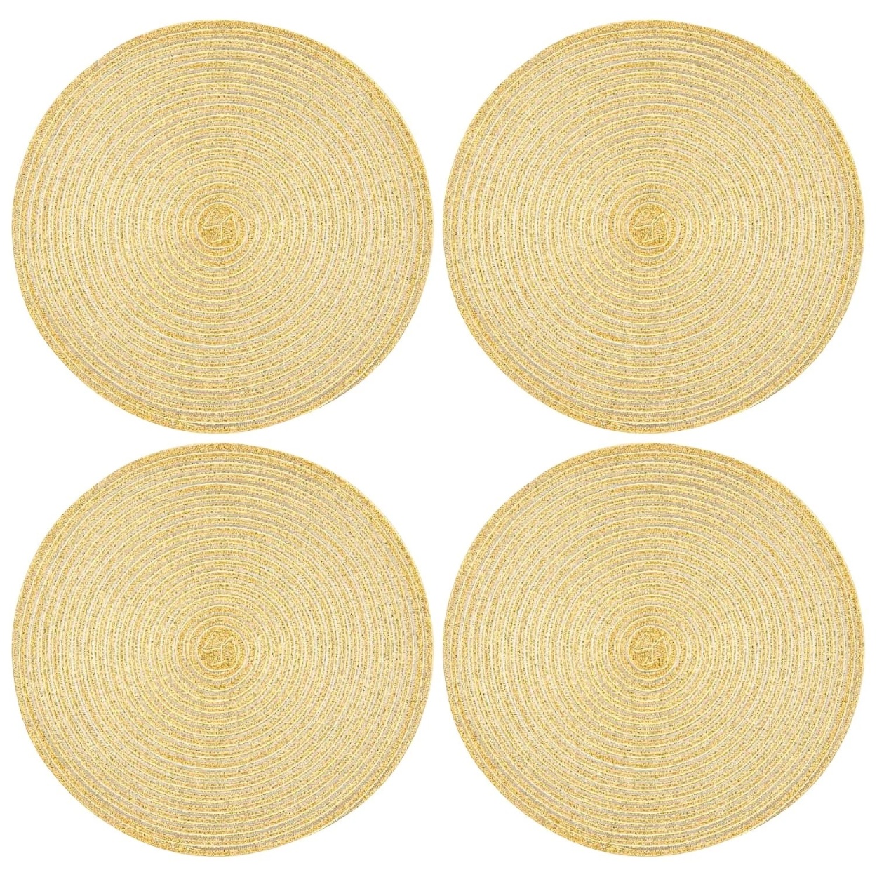 Gold Round Glitter Placemats Set Of 4 Table- 36 Cm