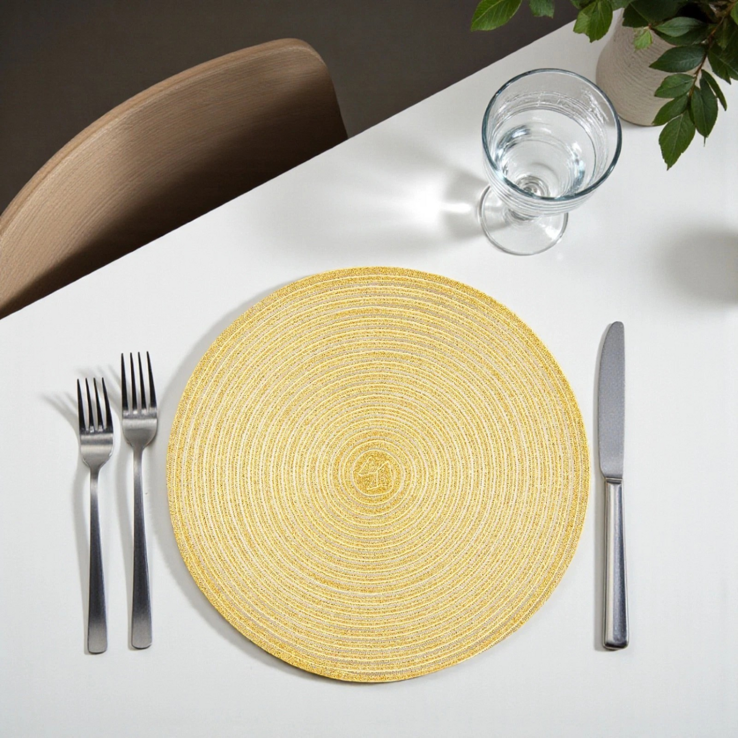 Gold Round Glitter Placemats Set Of 4 Table- 36 Cm