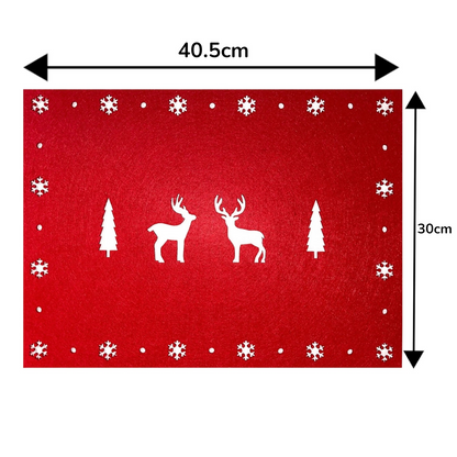Christmas Placemats & Coasters Set - 8pc- Red