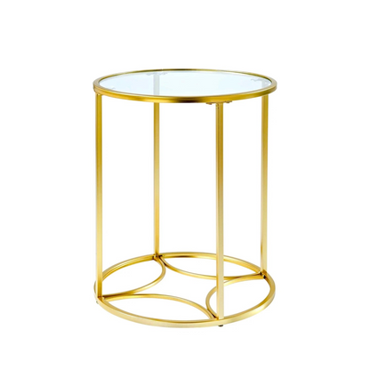 Gold Round Coffee Table with Clear Glass