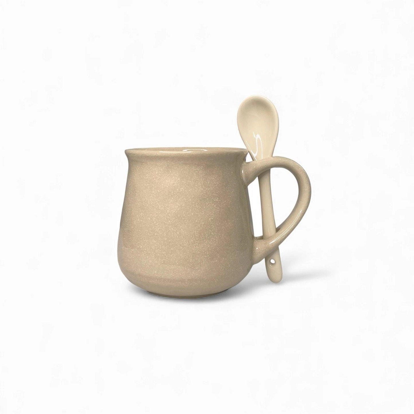 Glazed Mug and Spoon Set – Coffee & Tea Cup- Natural