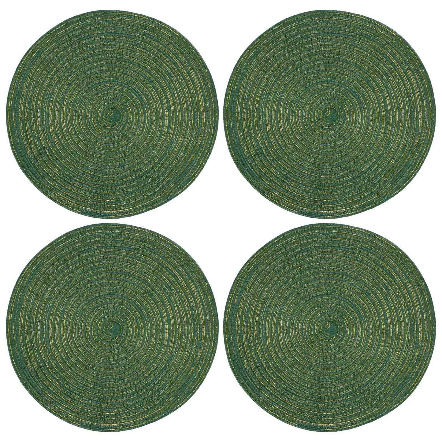 Green Round Glitter Placemats Set Of 4