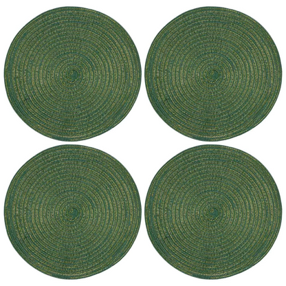 Green Round Glitter Placemats Set Of 4