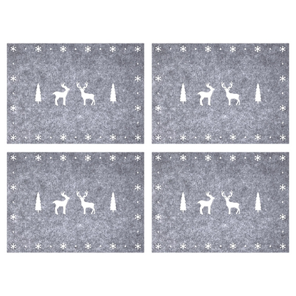 Christmas Placemats & Coasters Set - 8pc - Grey