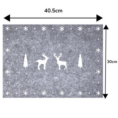 Christmas Placemats & Coasters Set - 8pc - Grey