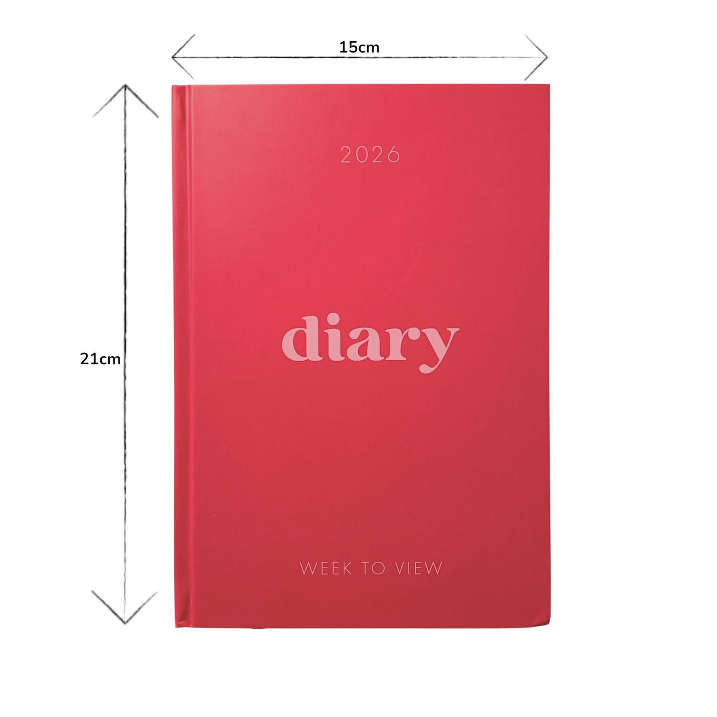 2026 A5 week to view diary planners - Full Year Planner - Pink