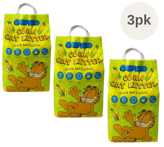 3 x Garfield Corn Cat Litter 100% Natural Biodegradable Eco Friendly - 30 Litres